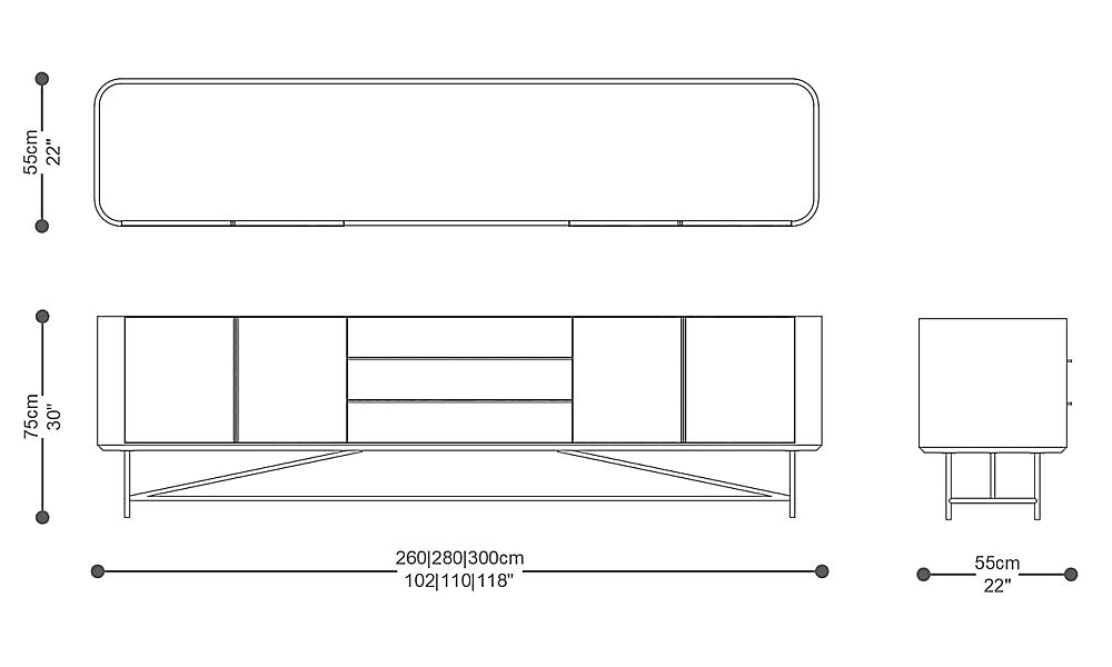 Image of the complete dimensions of the product